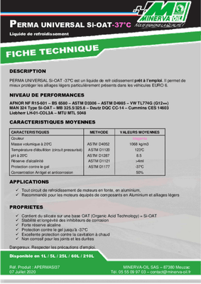 Produits froids - Liquide de refroidissement - Liquide de refroidissement SI OAT - 37°C 5 L
