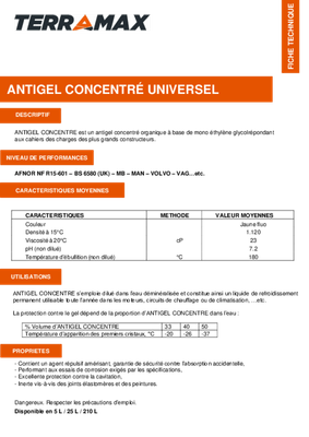 Produits froids - Antigel - Antigel concentré universel