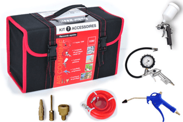 Compresseurs, outils pneumatiques - Accessoires - Kit 7 accessoires d'air