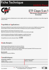 Carburant et transfert - Additifs - ETF CLEAN entretien diesel