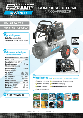 Compresseurs, outils pneumatiques - Compresseurs - Compresseur d'air monophasé 50 L