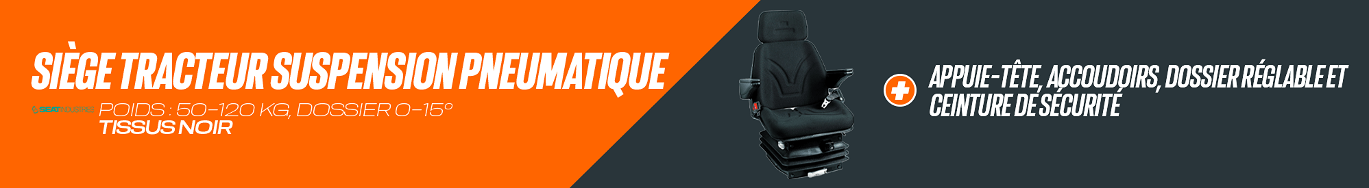 Siège de tracteur avec suspension pneumatique